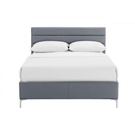 Saltash PU King Size Bed with Chrome T Legs - Grey
