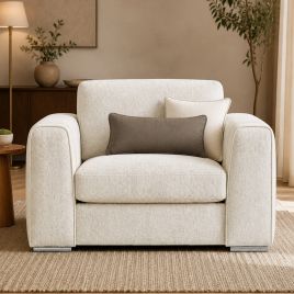 CANTRELL Chenille Fabric Armchair - Beige