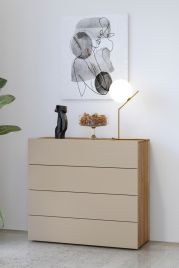 INGERSOLL Oak Finish Chest of Drawers - Medium-sized, 4 Drawers