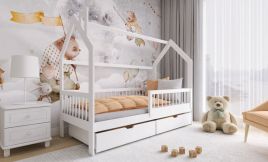 Single Bed - JOE II Wooden 3ft Bed with Storage White Matt