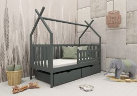 Single Bed - YUNA Wooden 3ft Bed with Storage Graphite