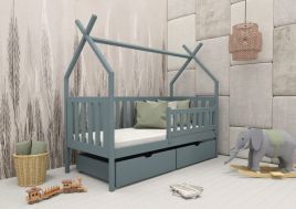 Single Bed - YUNA Wooden 3ft Bed with Storage and Foam Mattresses Grey Matt