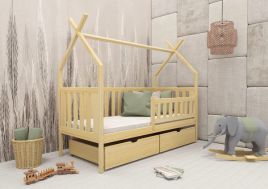Single Bed - YUNA Wooden 3ft Bed with Storage and Foam Mattresses Pine