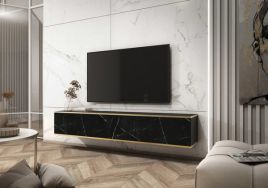 Display Rack - MAYA Display Cabinet Black Marble 175cm