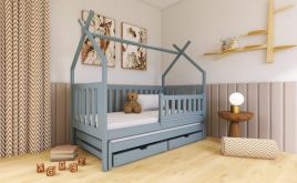 Single Bed - TEXAS Wooden 3ft Bed with Trundle and Foam Mattresses Grey