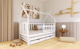 Single Bed - TEXAS Wooden 3ft Bed with Trundle and Foam Mattresses White Matt