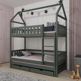 Bunk Bed - STACKWELL Bedframe with Foam Mattress - Graphite