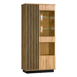 LAMORIA Tall Display Cabinet Oak Wotan 90cm