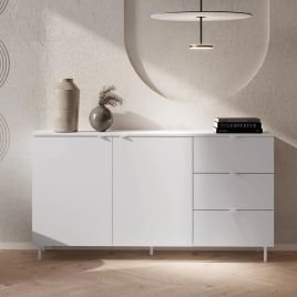 MILAVORO 2 Door 3 Drawer Sideboard Cabinet White Matt 151cm
