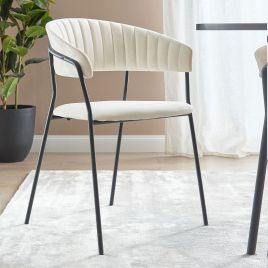 Set of 2 Velvet Dining Chairs Cream MARIPOSA