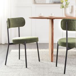 Set of 2 Dining Chairs ALLISON Boucle Light Green