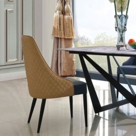 Crediton PU Dining Chair with Black Metal Legs - Set of 2