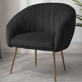 Tub Chair - COLVARA Velvet Fabric Chair - Black