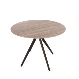 Emilie Round Dining Table with Adjustable Tubular Legs - Grey Oak