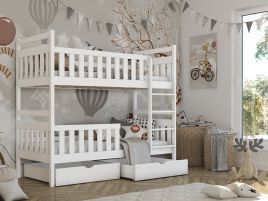 Montreal Wooden Bunk Bed with 2 Drawers Storage and Bonnell Foam Mattress - White