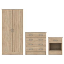 BLACKPOOL 2 Door Wardrobe Set 3 Piece - Oak