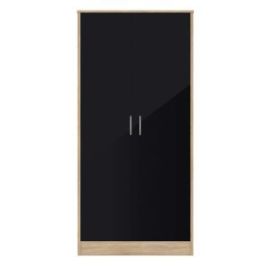 BLACKPOOL 2 Door Wardrobe Black Gloss - 80cm