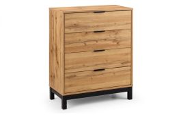 Oak Finish Chest of Drawers - BLAINE Medium Chest  4 Drawers