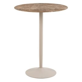MONA Round Bar Table with Metal Base - Brown and Grey