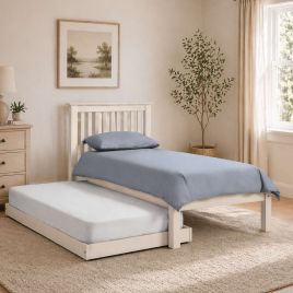 Barcelona Pine or White Hideaway Single Guest Bed - Stone White