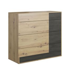 Oak Finish Chest of Drawers - BOISE Medium Chest  4 Drawers