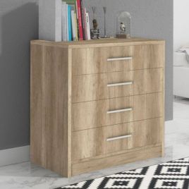 AVERTON Watton Oak Finish Chest of Drawers - Medium-sized, 4 Drawers