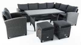 MARKLEY Garden Table and Sofa Set - Dark Grey