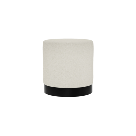 Harlow Small Pouffe with Matte Black Base - Ivory Boucle