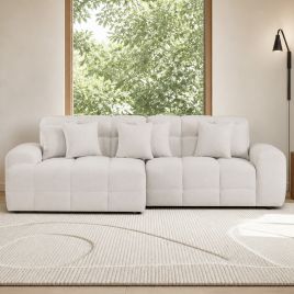 STACIE Fabric L Shaped Corner Sofa - Left Hand Facing - Beige