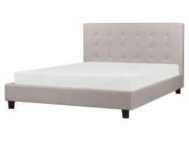 Fabric EU King Size Bed Light Grey LA ROCHELLE
