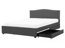 Fabric EU King Size Bed with Storage Grey MONTPELLIER