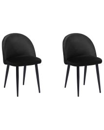 Set of 2 Velvet Dining Chairs Black VISALIA
