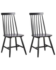 Set of 2 Wooden Dining Chairs Black BURBANK