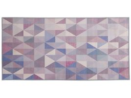 Area Rug 80x150cm Grey with Blue