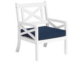 Garden Chair White with Blue Cushion BALTIC