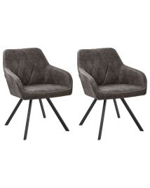 Set of 2 Fabric Dining Chairs Grey MONEE