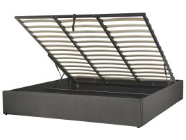 Fabric EU Super King Size Ottoman Bed Grey DINAN