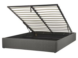 Fabric EU King Size Ottoman Bed Grey DINAN