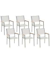 Set of 6 Garden Chairs White GROSSETO