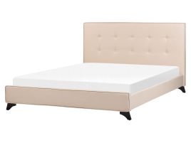 Fabric EU King Size Bed Beige AMBASSADOR