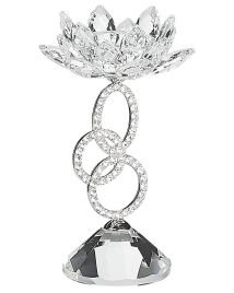 Glass Candlestick 19 cm Silver OVIEDO