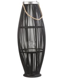 Wooden Candle Lantern 84 cm Black TAHITI