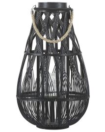Wooden Candle Lantern 56 cm Black TONGA