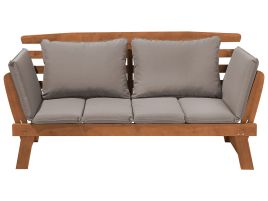 Eucalyptus Wood Garden Bench 210 cm with Grey Cushions PORTICI