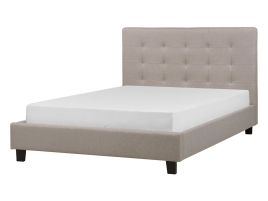 Fabric EU Double Size Bed Light Grey LA ROCHELLE