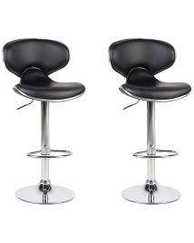 Set of 2 Faux Leather Swivel Bar Stools Black CONWAY