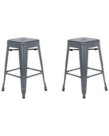 Set of 2 Steel Stools 60 cm Silver CABRILLO