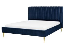 Velvet EU King Size Bed Blue MARVILLE