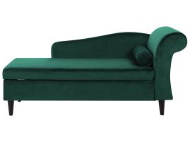 Right Hand Velvet Chaise Lounge Emerald Green LUIRO