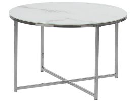 Marble Effect Coffee Table White with Silver QUINCY